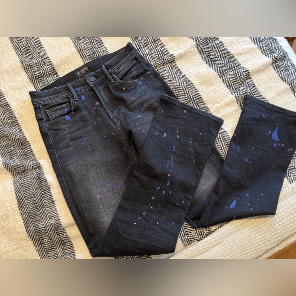 MOTHER The Insider Ankle Paint-Splatter Jeans